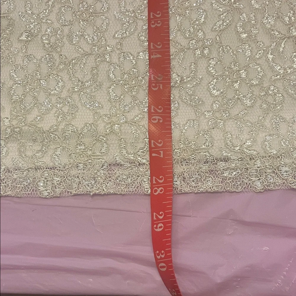 Pearl-Embellished White Lace Blouse for Women L - Picture 8 of 9